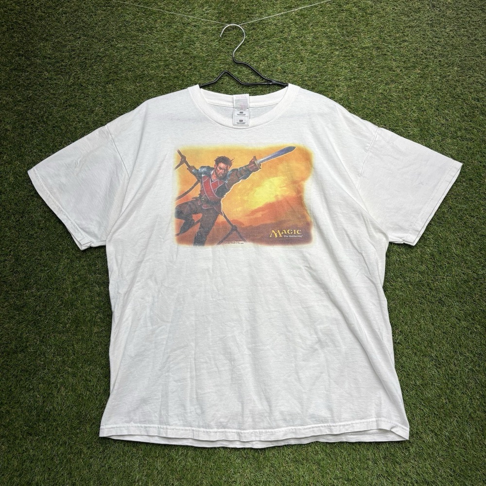 2001 Magic The Gathering Shirt Mens 2XL Vintage White Graphic Tee y2k Promo
